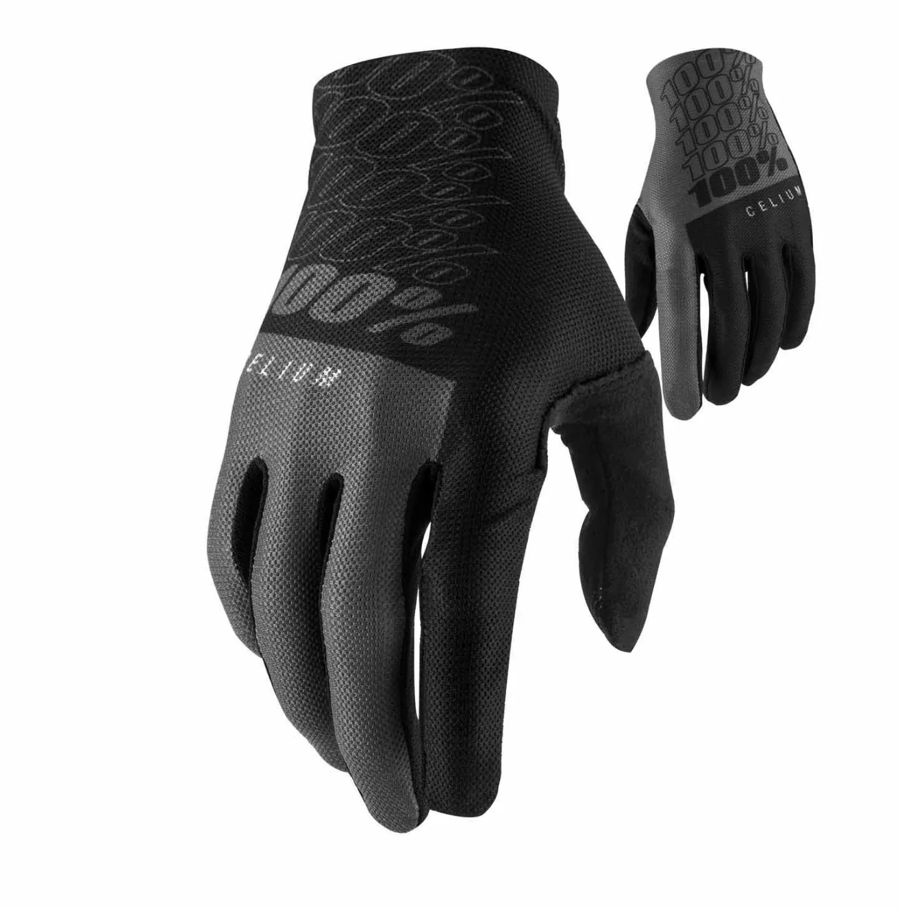 100% CELIUM Full Finger Cycling Mountain Bike Gloves Black/Grey - XXL