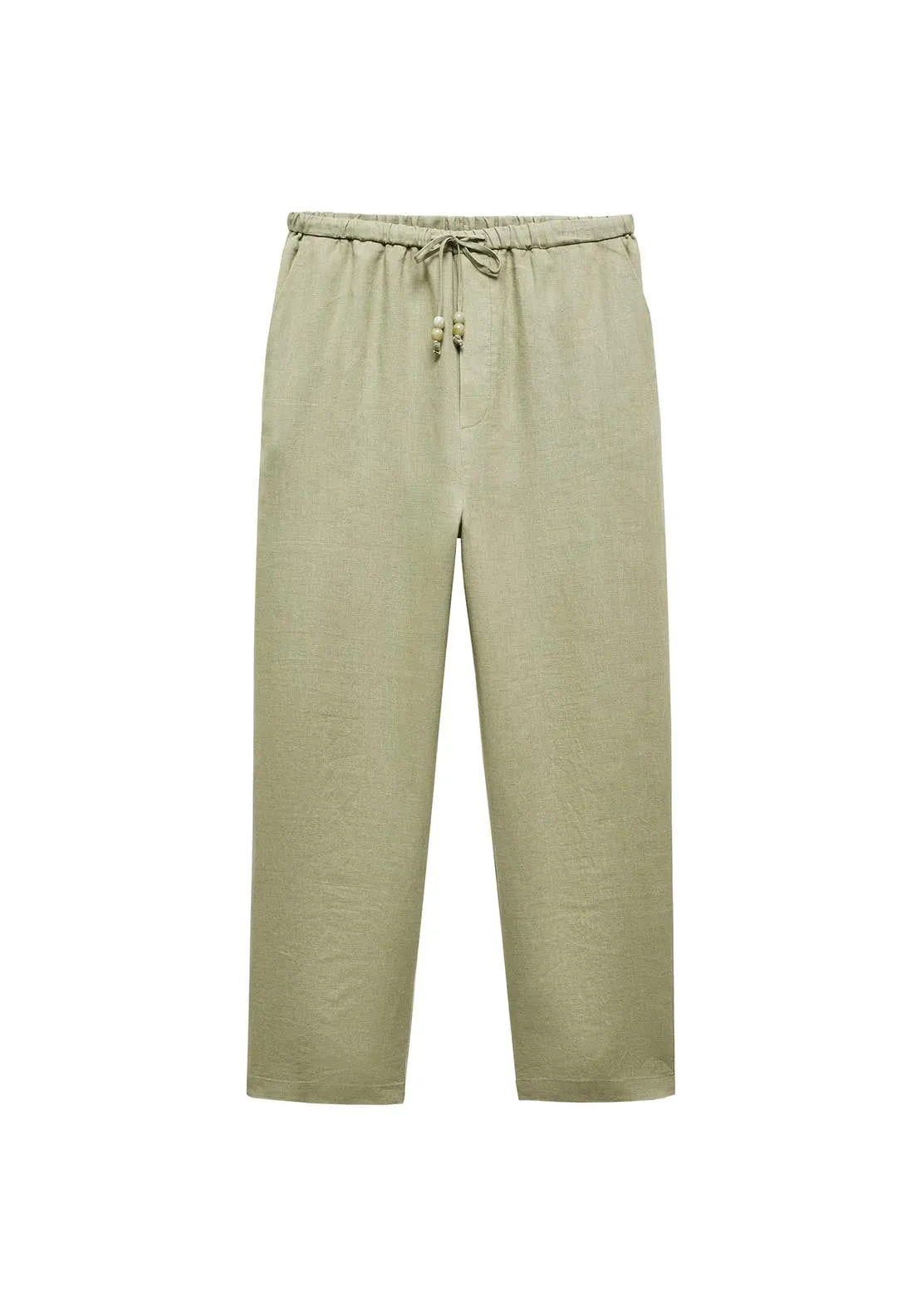 100% linen trousers-Green