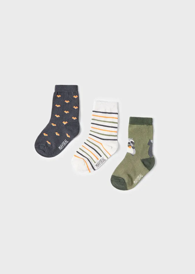 3 socks set for baby boy - Moss