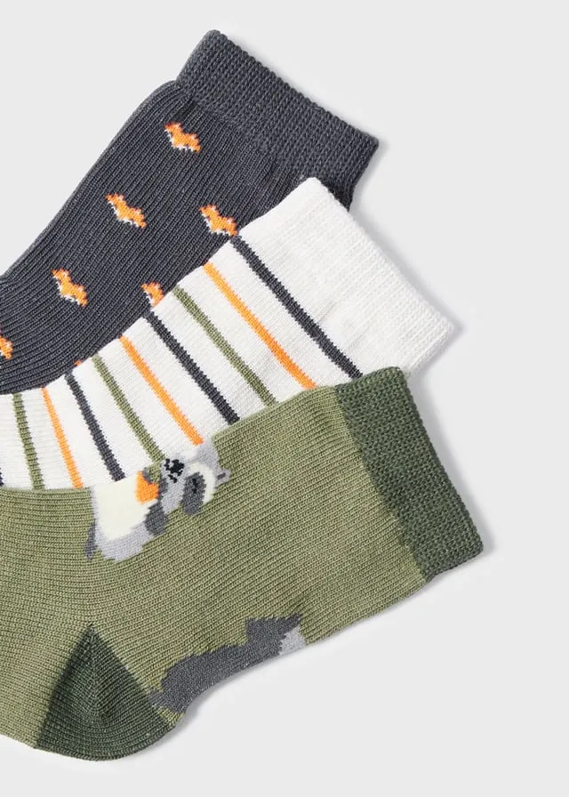 3 socks set for baby boy - Moss