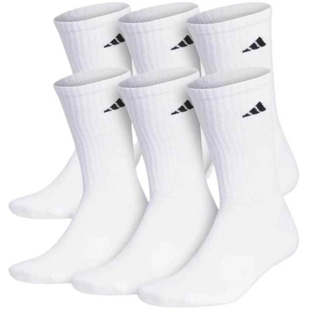 Adidas Athletic Cushioned 6-Pack Crew Socks White/ Black (Men's)