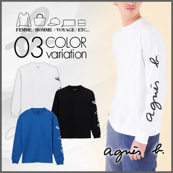 Agnes b  |Long Sleeves Plain Logos on the Sleeves Long Sleeve T-shirt