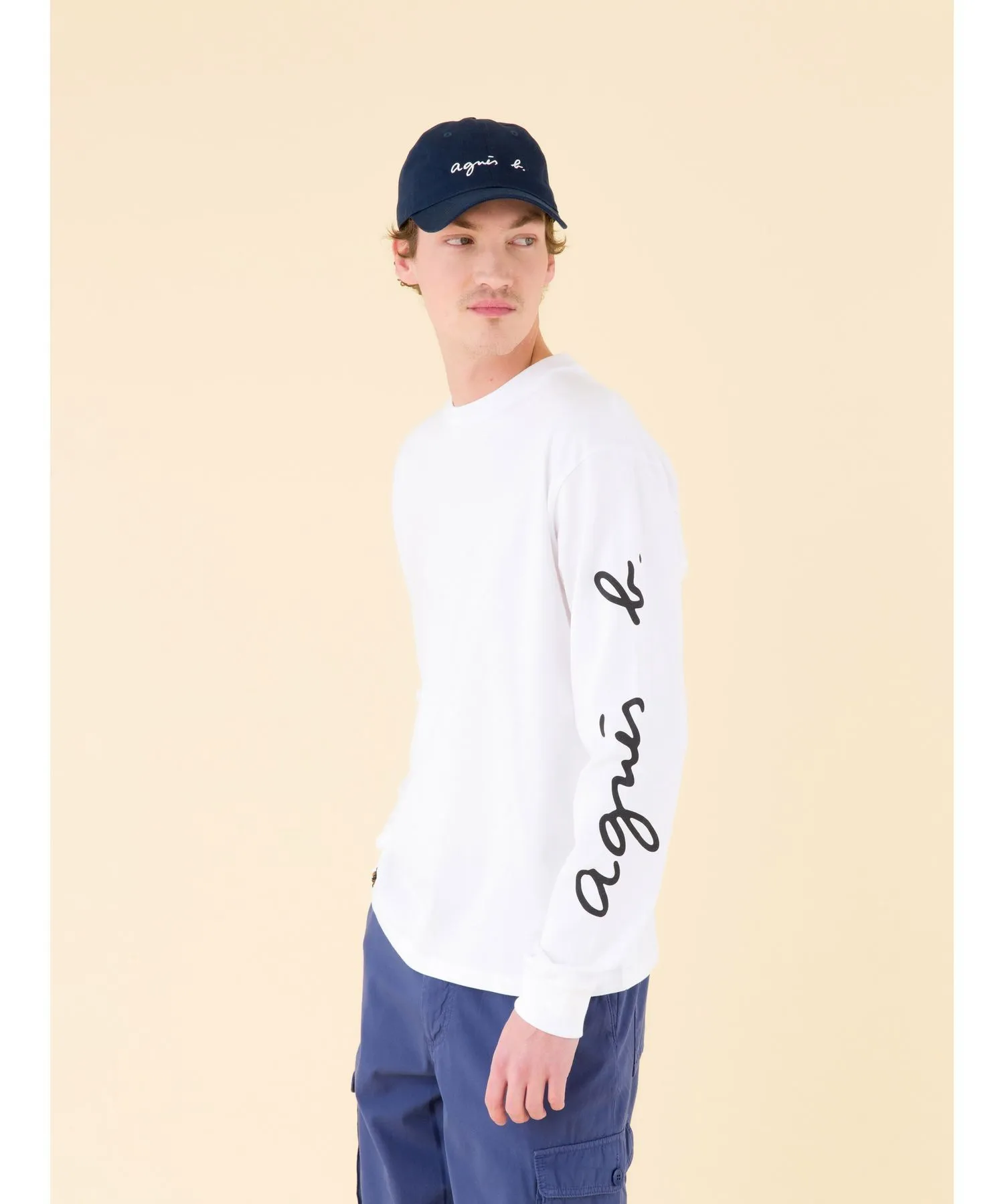 Agnes b  |Long Sleeves Plain Logos on the Sleeves Long Sleeve T-shirt