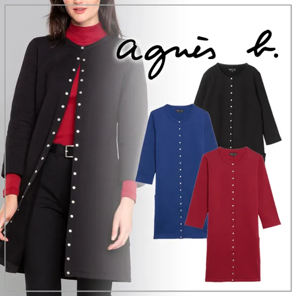 Agnes b  |Long Sleeves Plain Long Cardigans