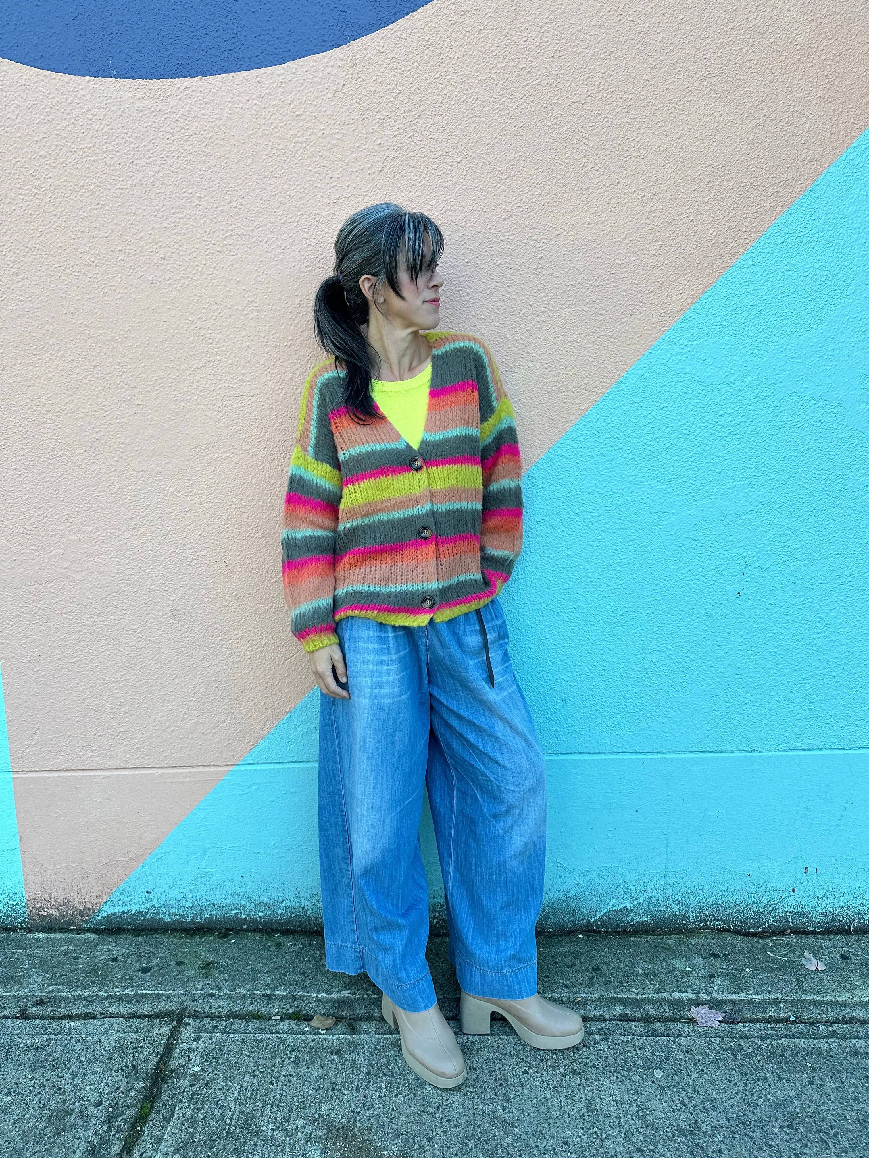 AJ227S Stripe Cardigan