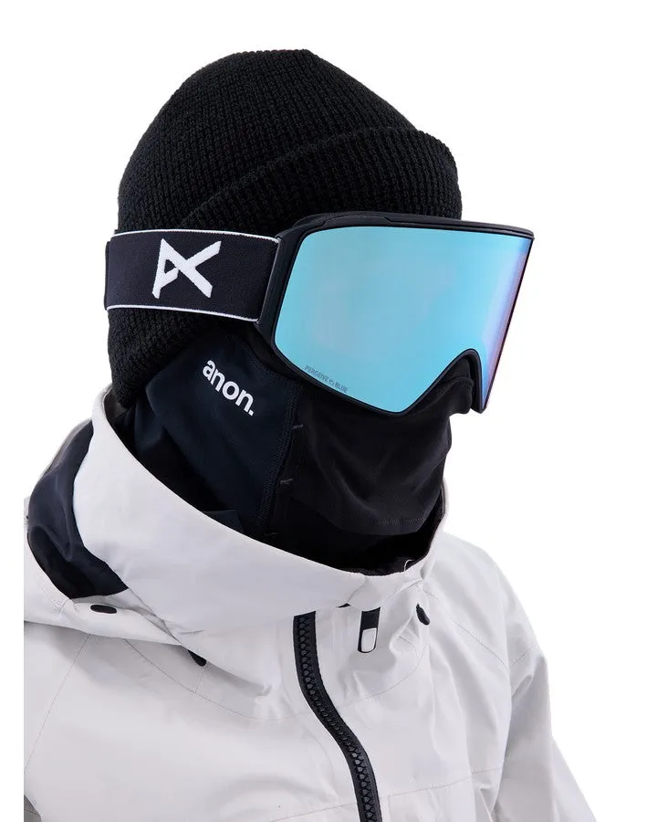 Anon M4 Cylindrical Snow Goggles + Bonus Lens + Mfi Face Mask - Black/Perceive Variable Blue Lens