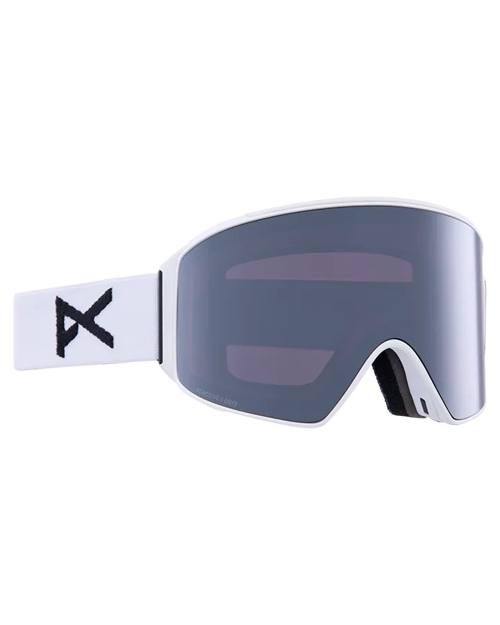 Anon M4 Cylindrical Snow Goggles + Bonus Lens + Mfi Face Mask - White/Perceive Sunny Onyx Lens