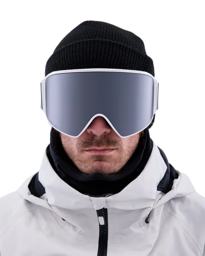 Anon M4 Cylindrical Snow Goggles + Bonus Lens + Mfi Face Mask - White/Perceive Sunny Onyx Lens