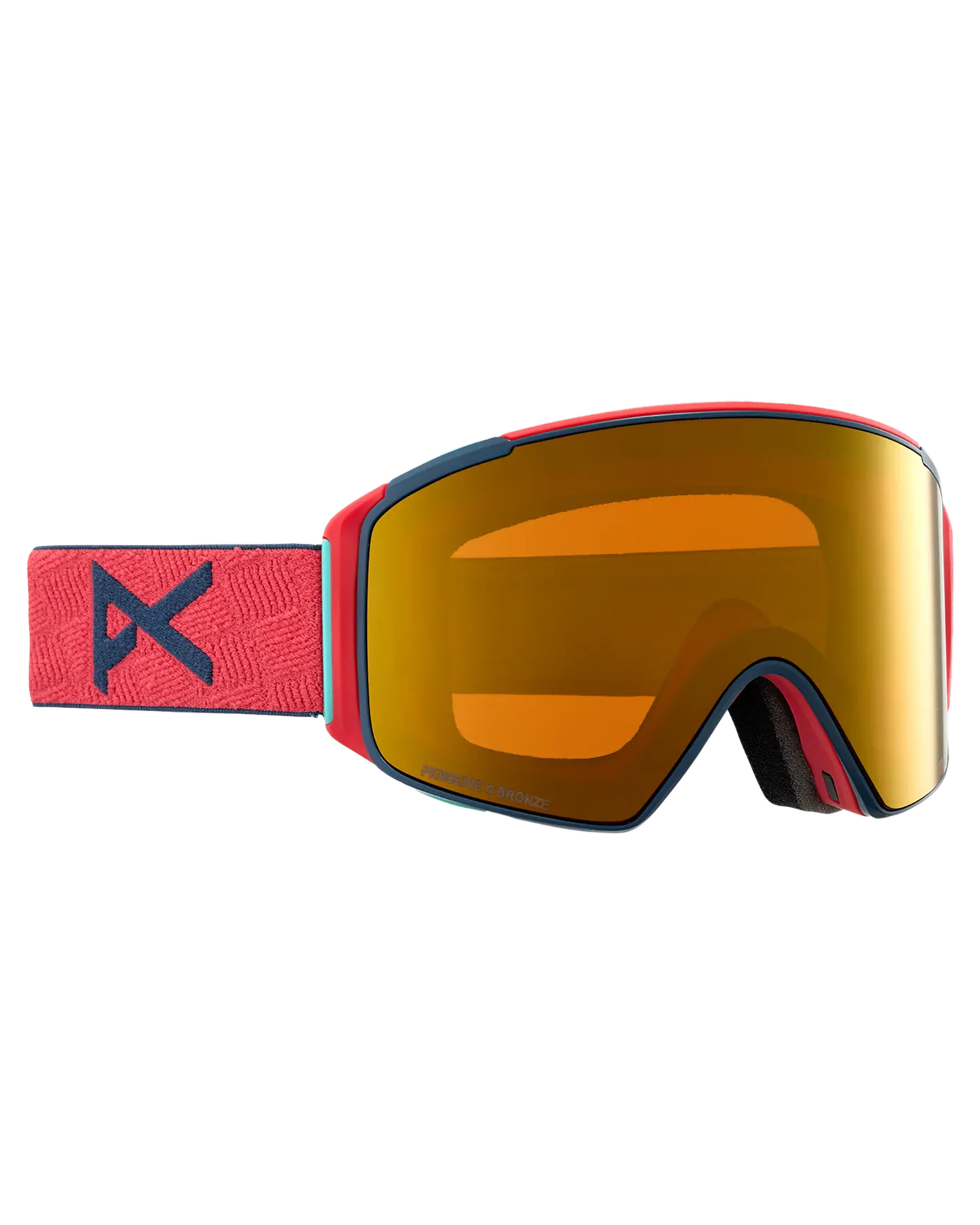 Anon M4S Cylindrical Snow Goggles + Bonus Lens + Mfi Face Mask - Coral/Perceive Sunny Bronze Lens