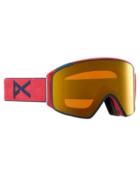 Anon M4S Cylindrical Snow Goggles + Bonus Lens + Mfi Face Mask - Coral/Perceive Sunny Bronze Lens