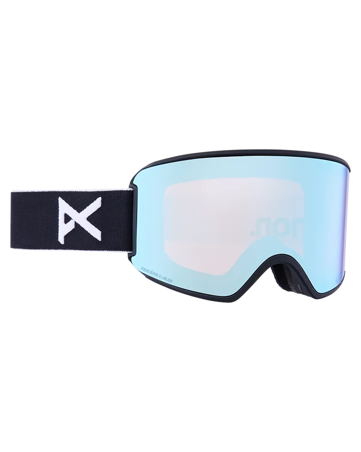 Anon Women's M3 Snow Goggles + Bonus Lens + Mfi Face Mask - Black/Perceive Variable Blue Lens