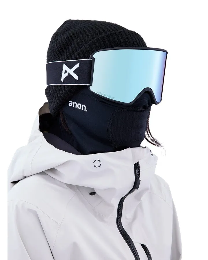 Anon Women's M3 Snow Goggles + Bonus Lens + Mfi Face Mask - Black/Perceive Variable Blue Lens