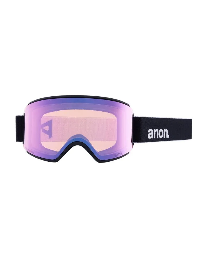 Anon Women's M3 Snow Goggles + Bonus Lens + Mfi Face Mask - Black/Perceive Variable Blue Lens