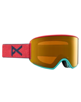 Anon Women's M3 Snow Goggles + Bonus Lens + Mfi Face Mask - Coral/Perceive Sunny Bronze Lens