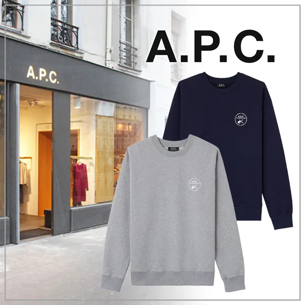 A.P.C.  |Unisex Long Sleeves Plain Logo Designers Sweatshirts