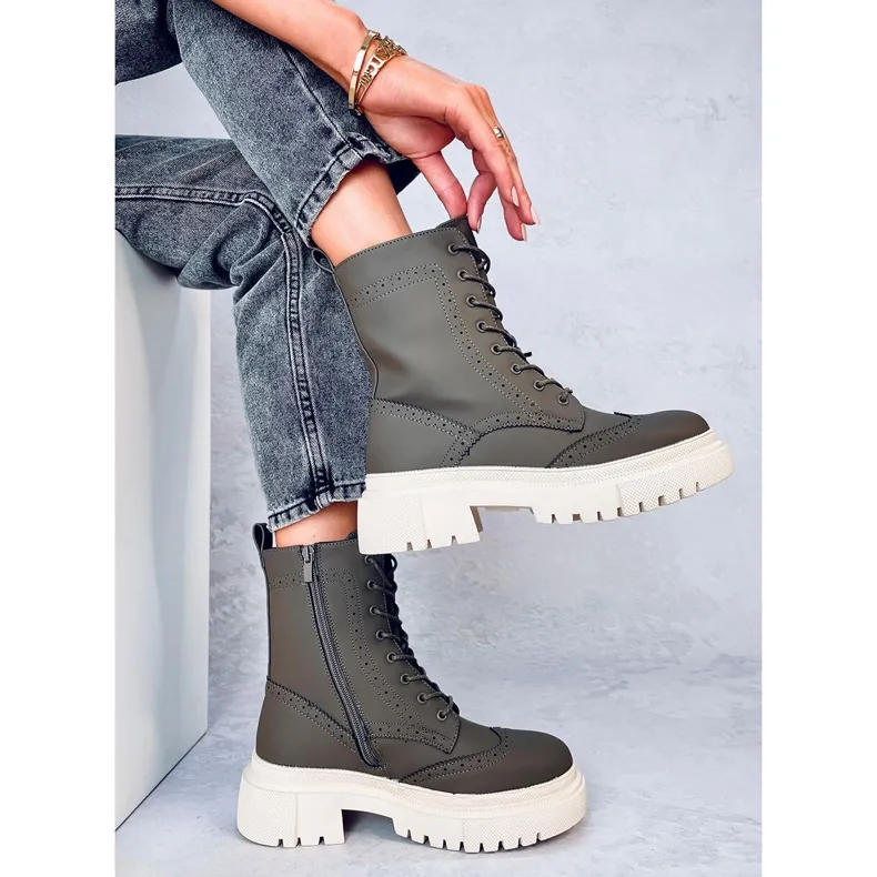 Aubert Green lace-up boots