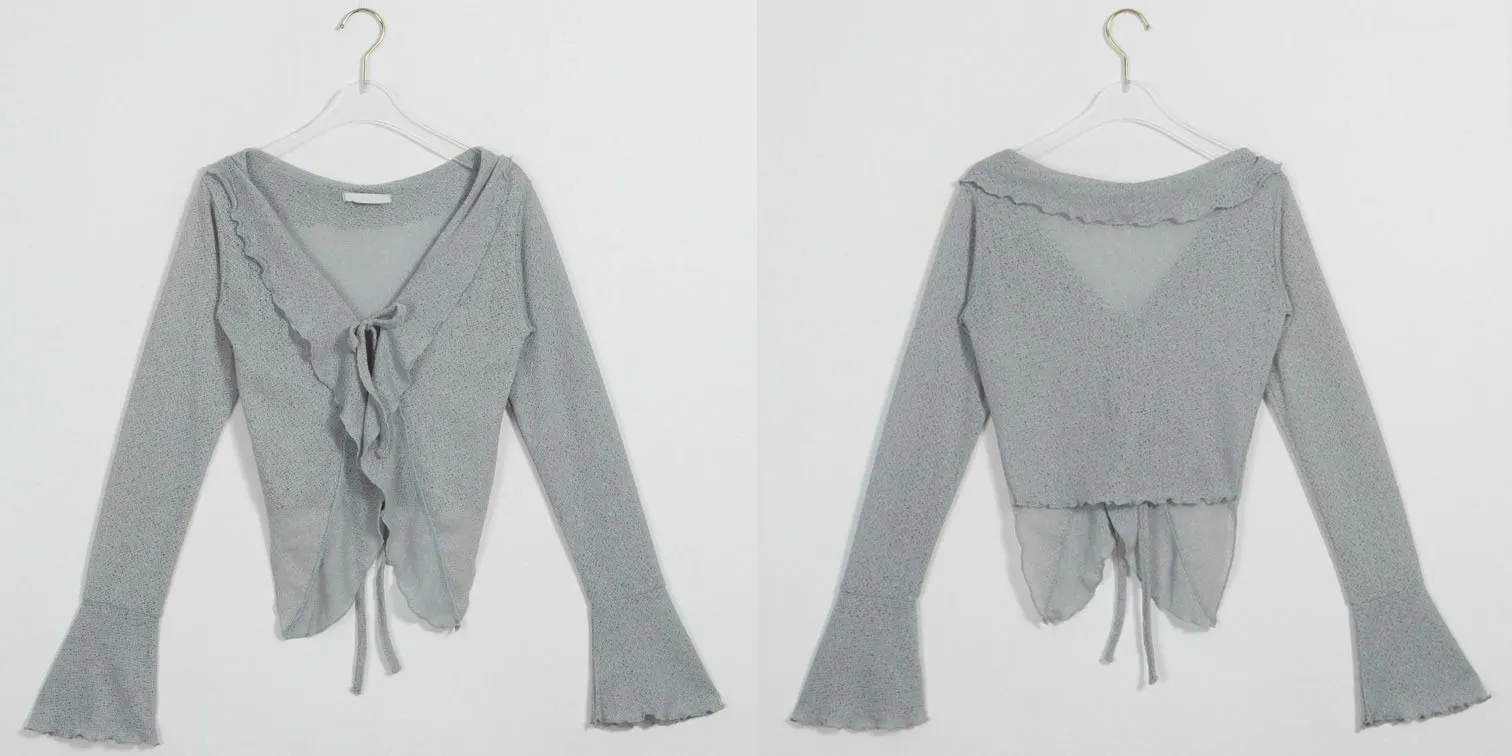 Binary01  |Linen Long Sleeves Puff Sleeves Cardigans