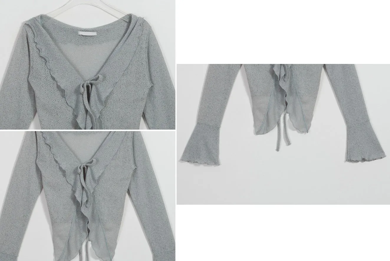 Binary01  |Linen Long Sleeves Puff Sleeves Cardigans