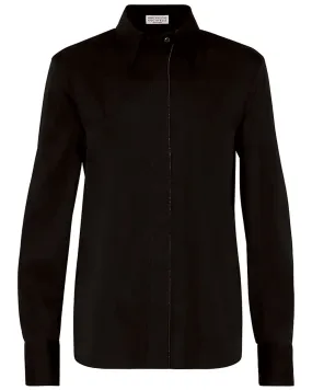 Black Monili Placket Button Down Shirt