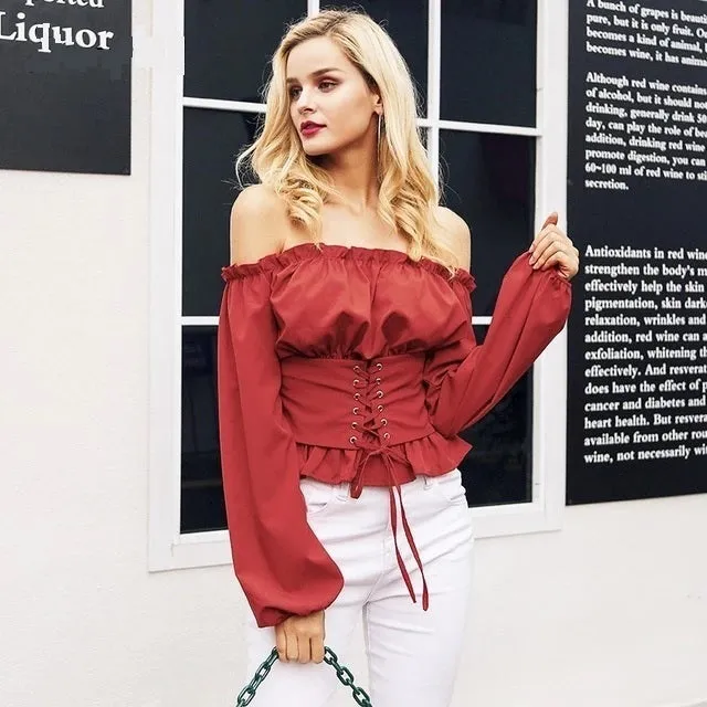 Blake Off Shoulder Lace-Up Corset Top