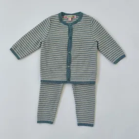 Bonpoint Blue Stripe Cashmere Set: 6 Months