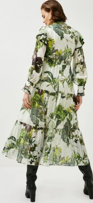 Botanical Lace Up Midi Dress