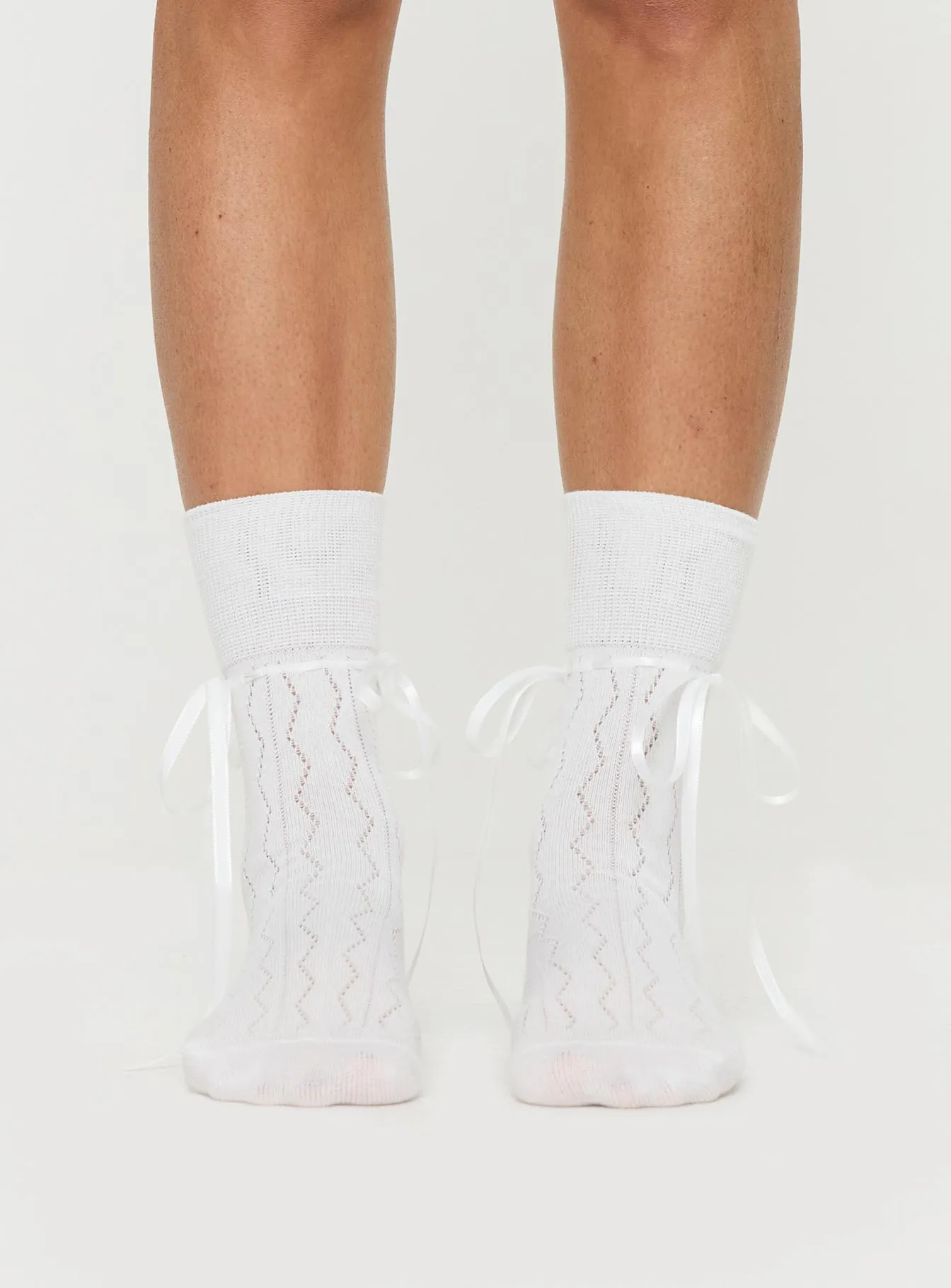 Bronson Ribbon Socks White