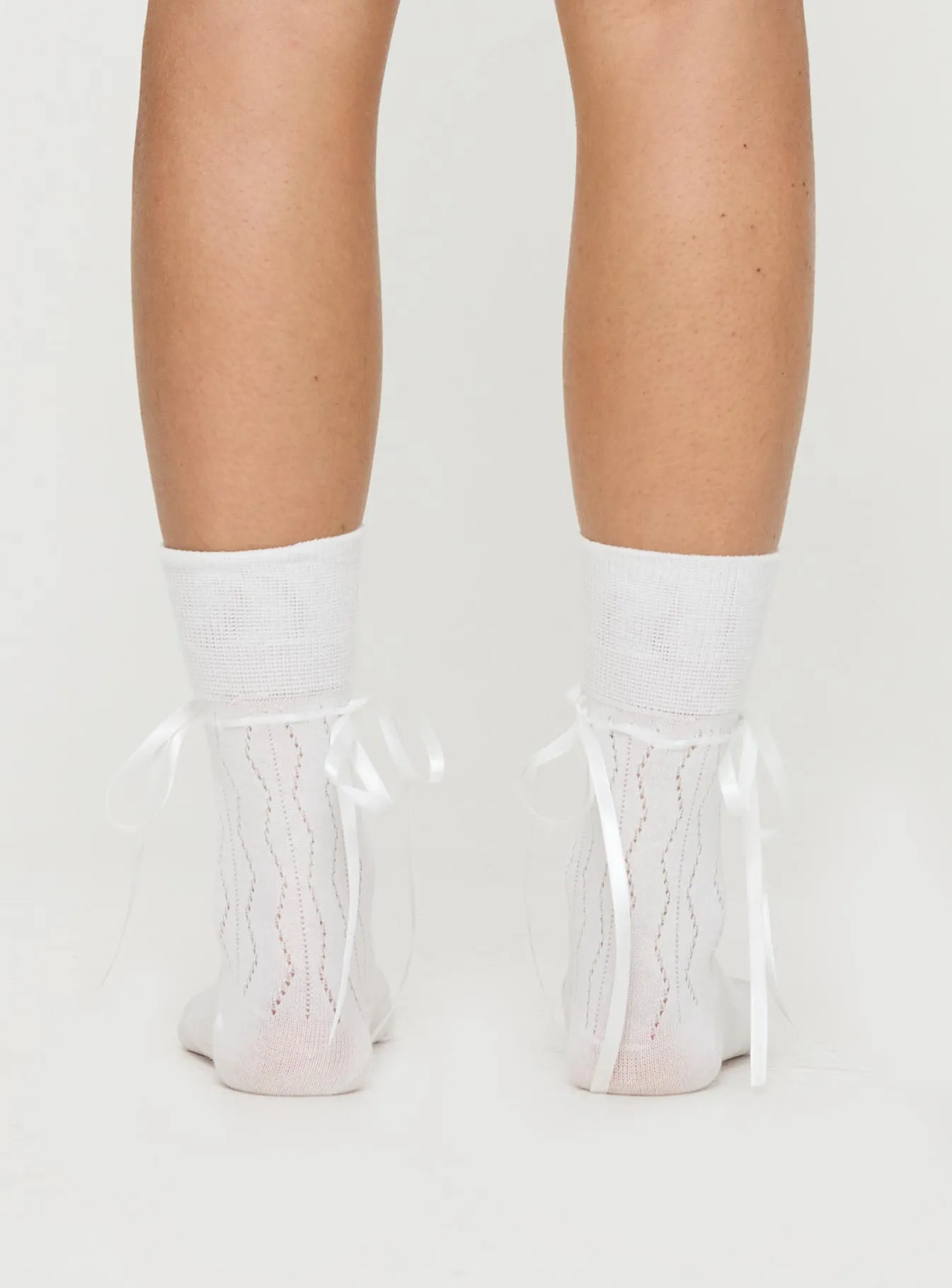 Bronson Ribbon Socks White