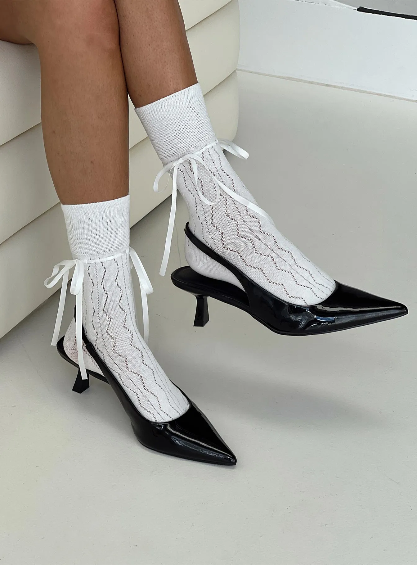 Bronson Ribbon Socks White