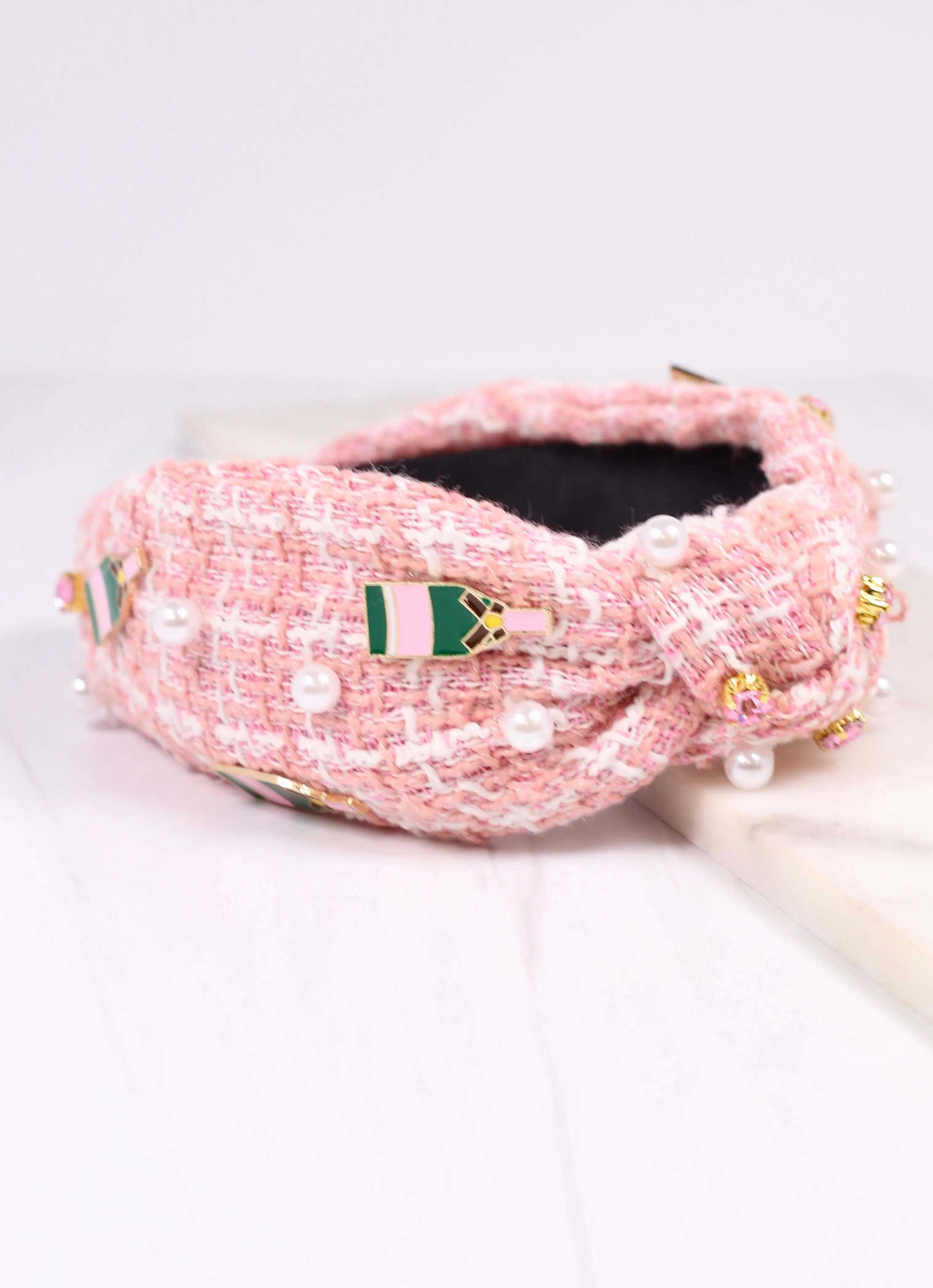 Brunch Time Tweed Headband PINK