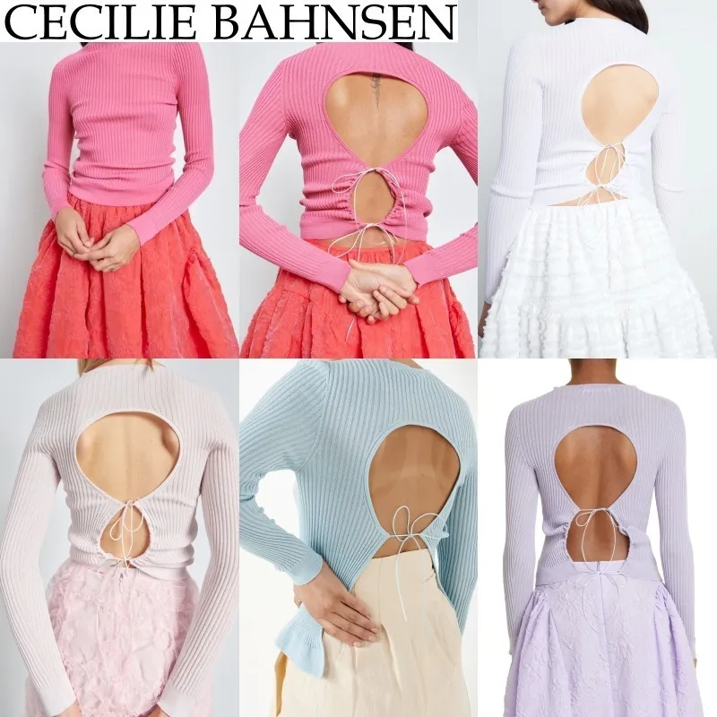 CECILIE BAHNSEN  |Crew Neck Lace-up Casual Style Blended Fabrics Street Style