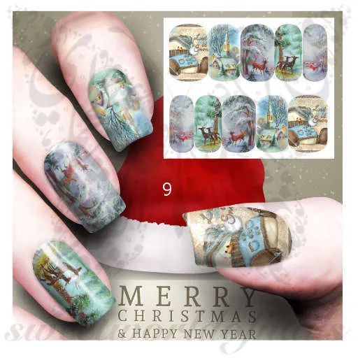 Christmas Nail Art Full Wraps / 12 designs to choose