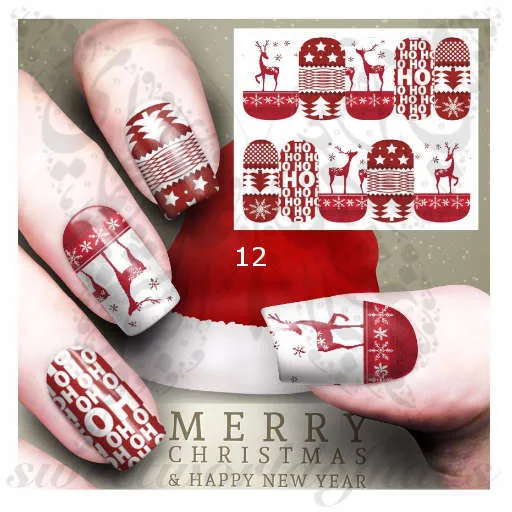 Christmas Nail Art Full Wraps / 12 designs to choose