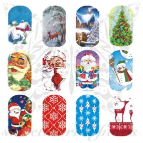 Christmas Nail Art Full Wraps / 12 designs to choose