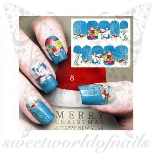 Christmas Nail Art Full Wraps / 12 designs to choose