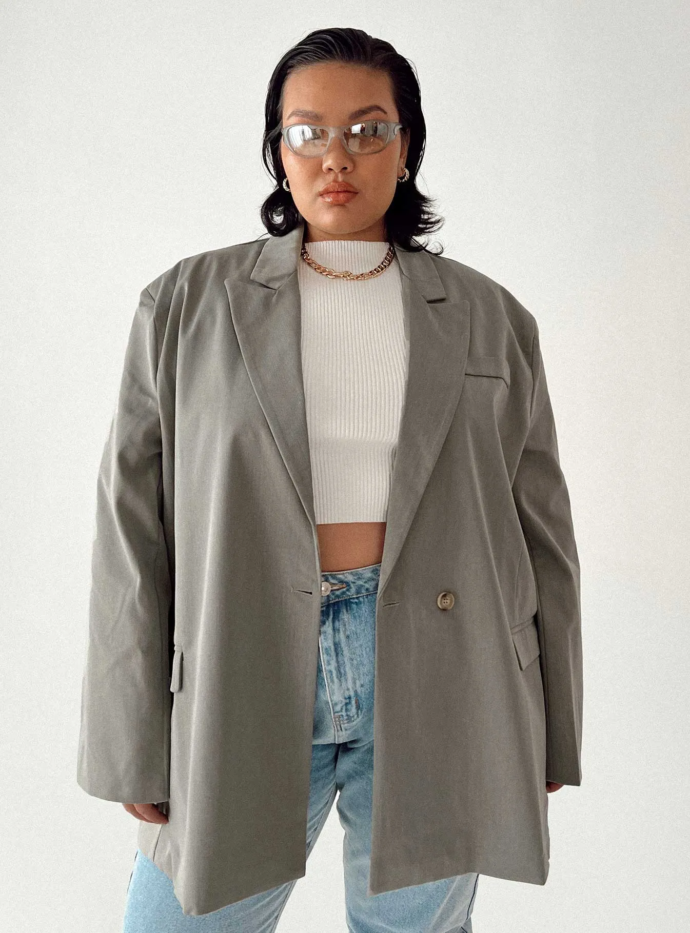 Codi Oversized Blazer Grey Curve