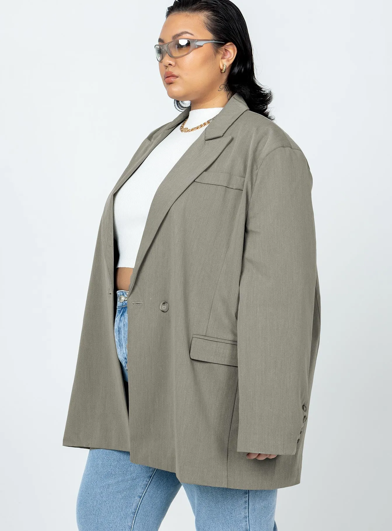 Codi Oversized Blazer Grey Curve