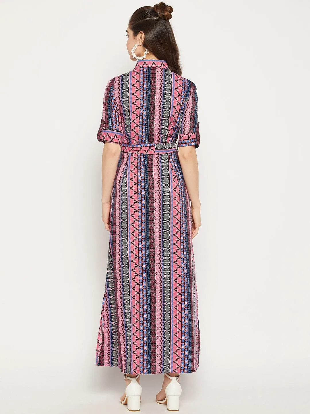 Collar Buttoned Down Shirt Maxi Dress