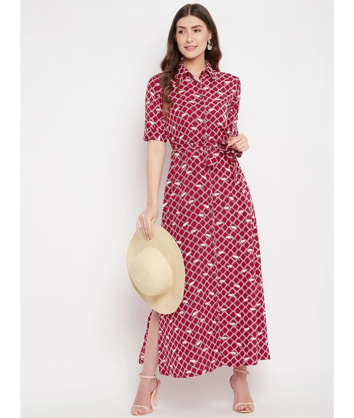 Collar Buttoned Down Shirt Maxi Dress