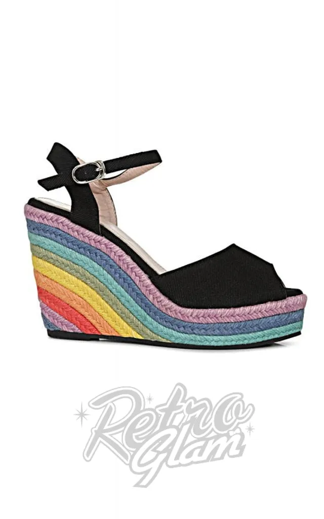 Collectif Lulu Hun Sue Rainbow Wedge Shoes - Size 5.5 left only