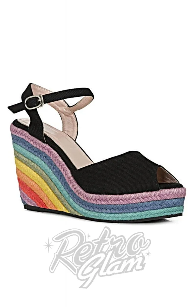 Collectif Lulu Hun Sue Rainbow Wedge Shoes - Size 5.5 left only