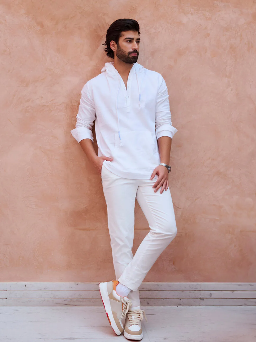 Comfort Fit Stretch Cotton White Chinos - Stride