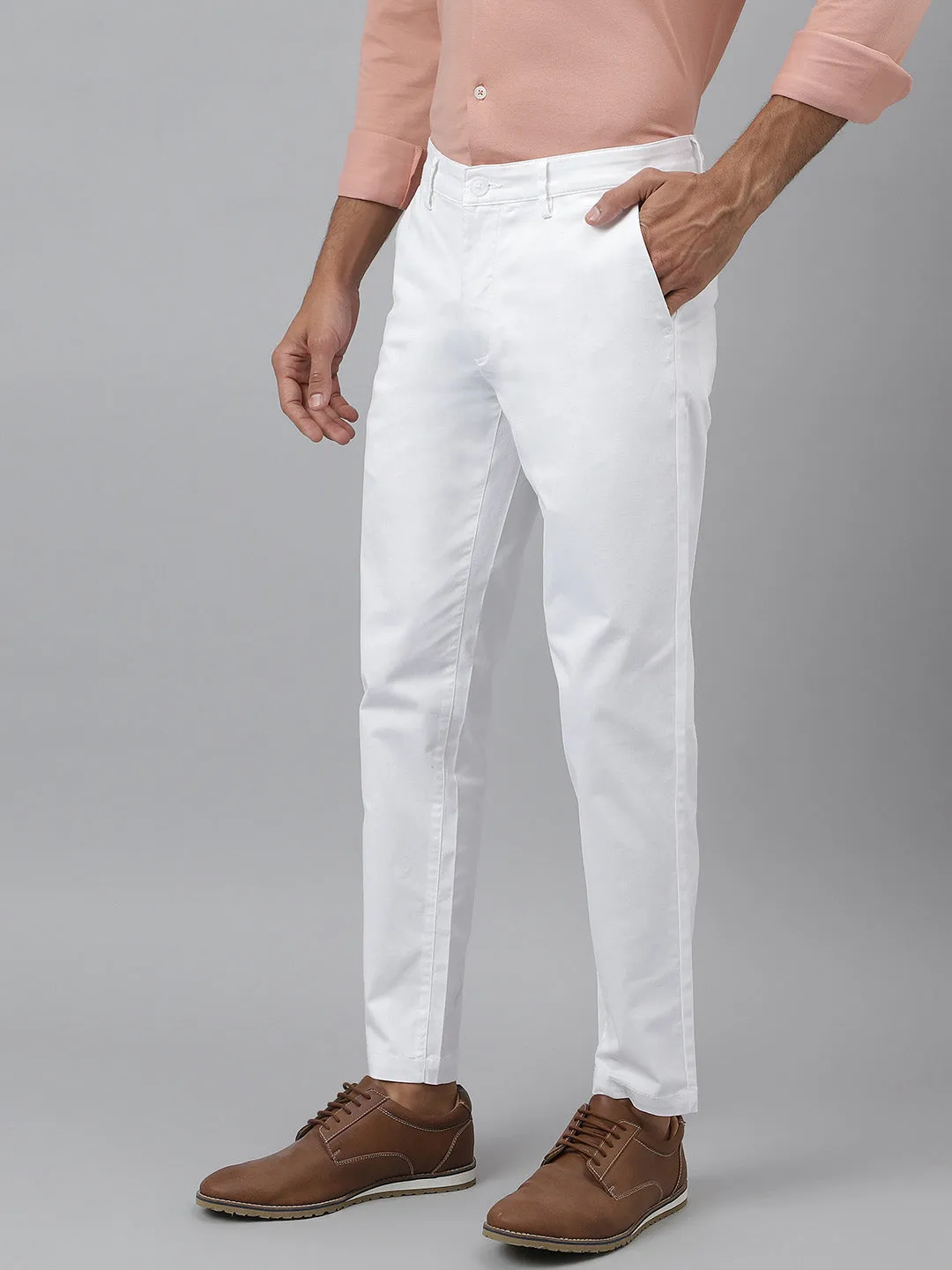 Comfort Fit Stretch Cotton White Chinos - Stride