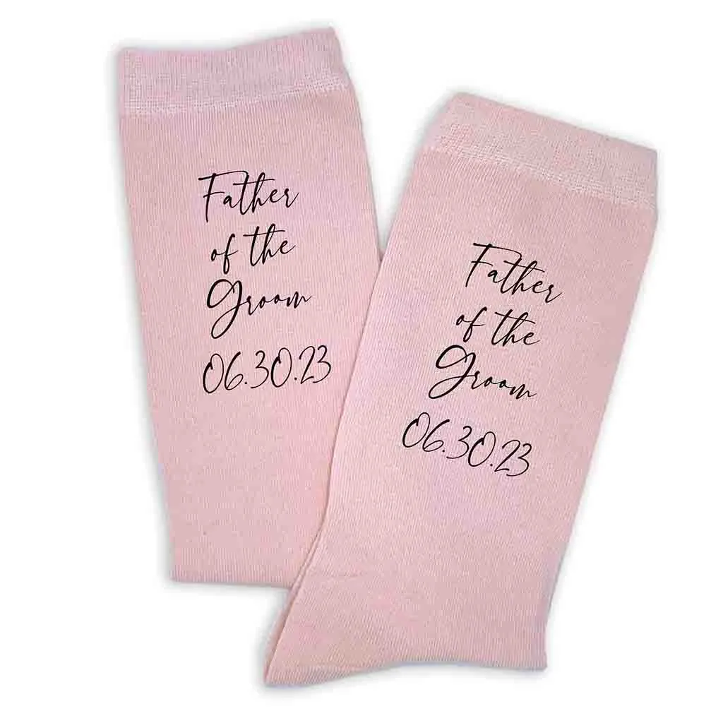 Custom Printed Wedding Socks with Script Writing Design