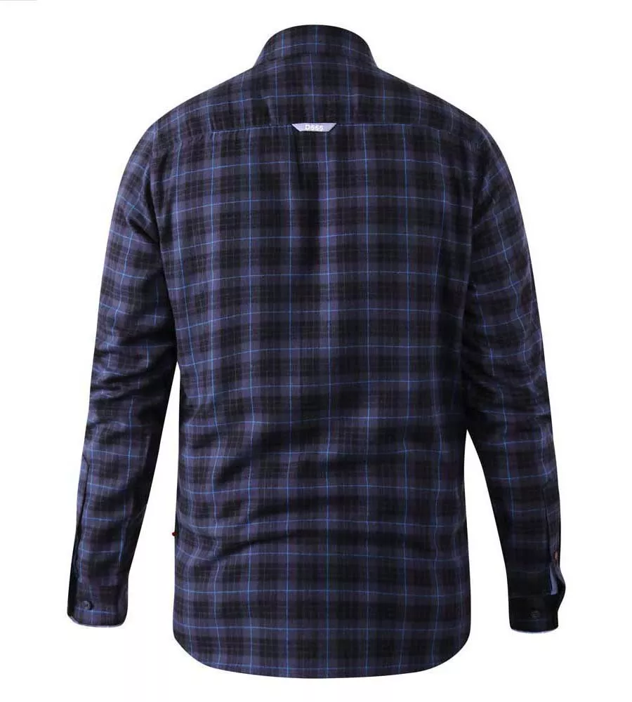 D555 Mens Blue Flannel Check Shirt With Long Sleeves (DOVERCOURT)