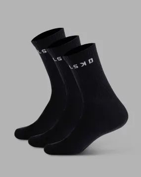 Daily 3 Pack Crew Socks - Black