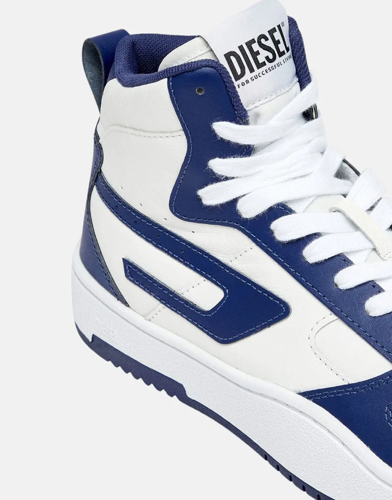 Diesel Y03205P5576 Mens S-Ukiyo V2 Mid Sneakers White & Blue