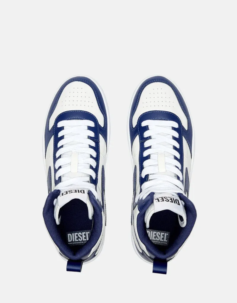 Diesel Y03205P5576 Mens S-Ukiyo V2 Mid Sneakers White & Blue