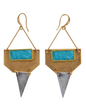 Down Arrow Mixed Metal Drop Earrings