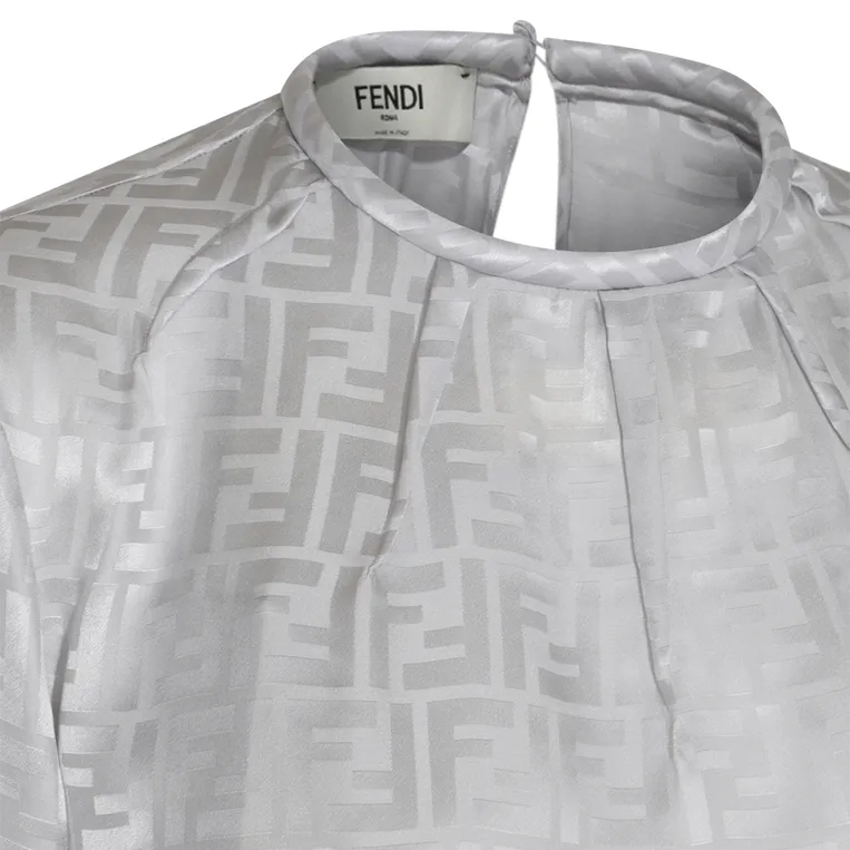 FENDI  |Monogram Casual Style Silk Long Sleeves Plain Office Style